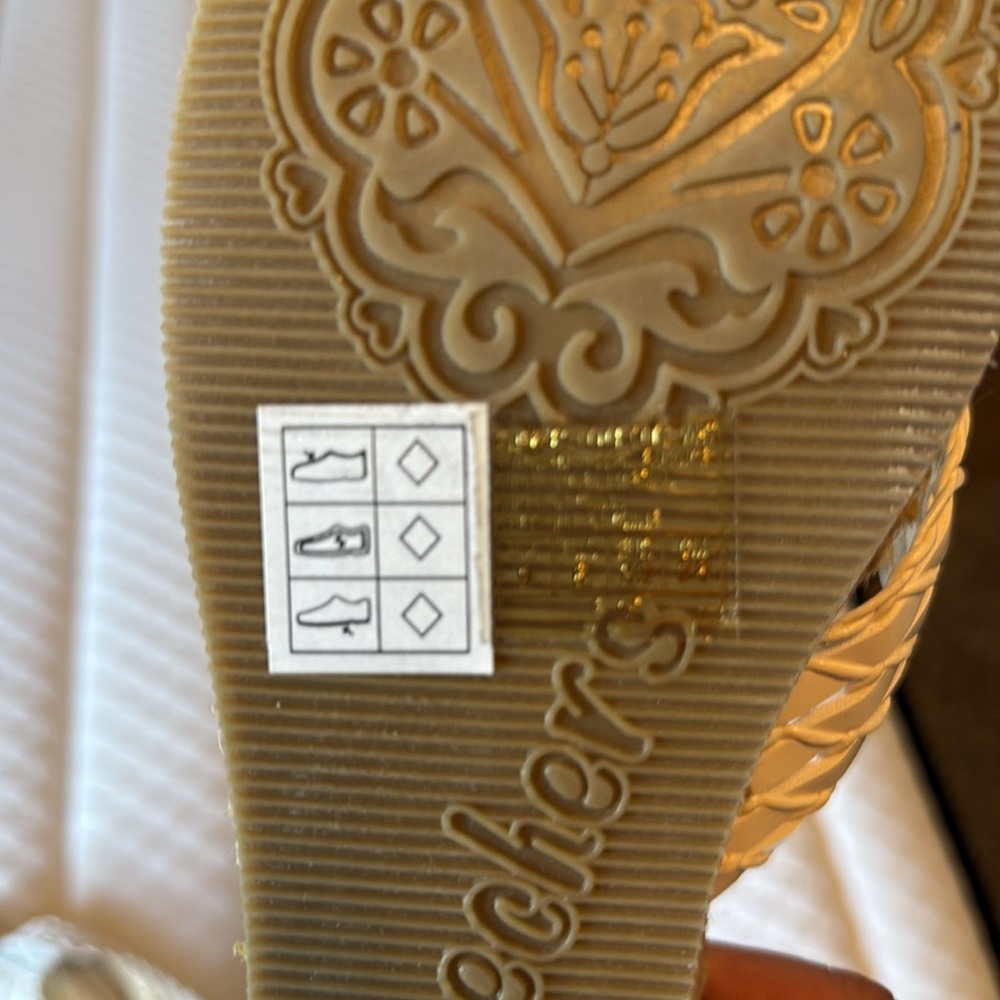Skechers sz 9 Wedged 2” White Braided Sandals Burlap Heel NWOT - Picture 6 of 6